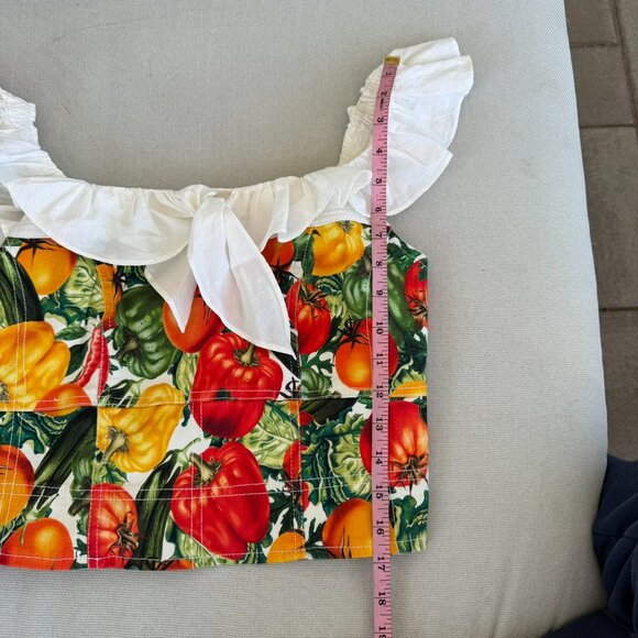 Anthropologie Maeve Flutter Sleeve Crop Blouse Tomato Print Top Small - Picture 8 of 9